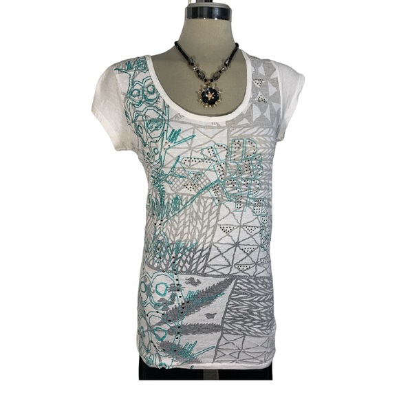 Apple Bottoms White and Blue Open Back T Shirt Size XL - Picture 5 of 10